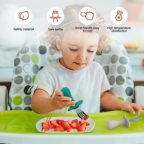 4Pcs Toddler Forks, Stainless Steel Baby Self-Feeding Utensils, BPA-Free